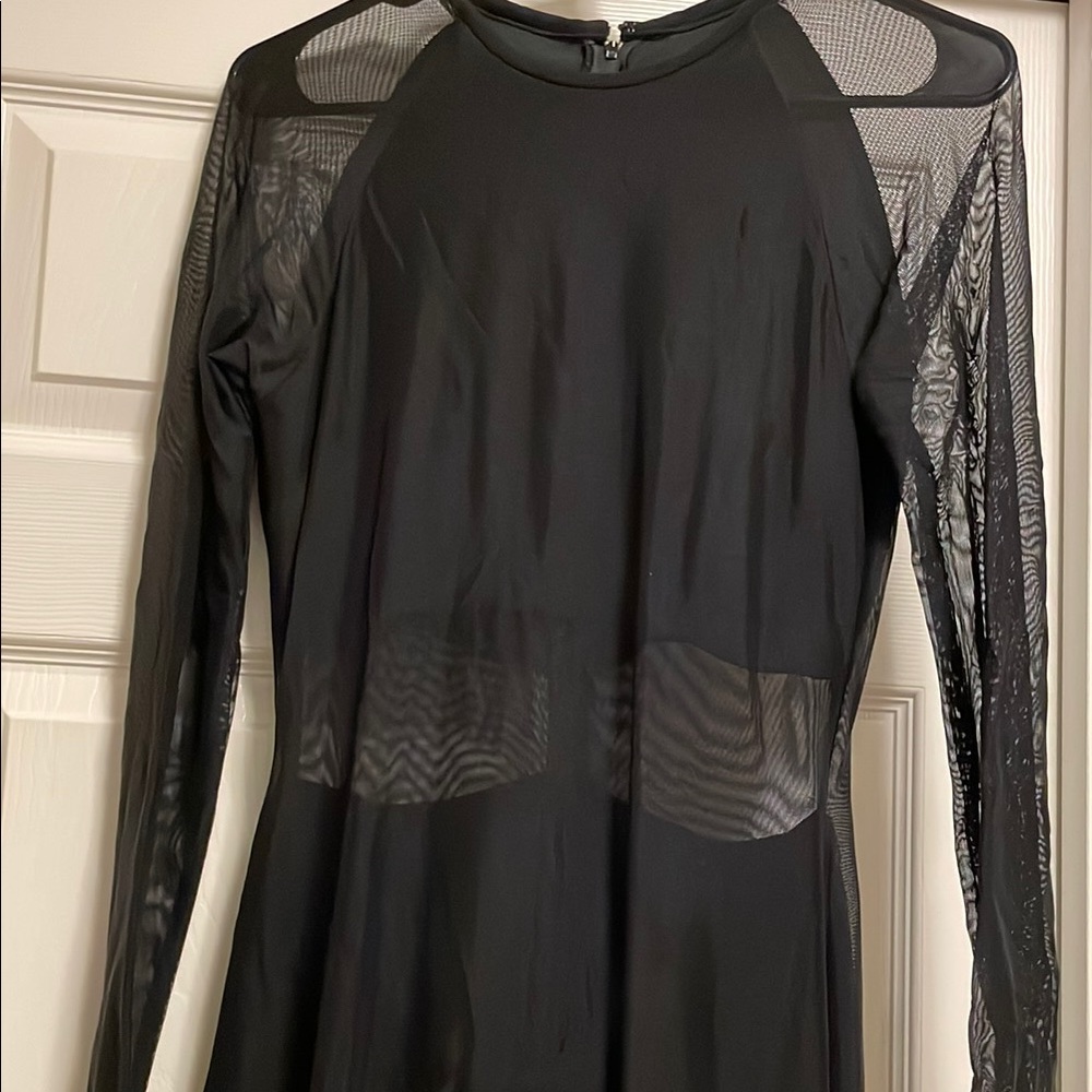 Black Sheath Dress with Raglan Long Sleeves and Mock Neck - Picture 2 of 2